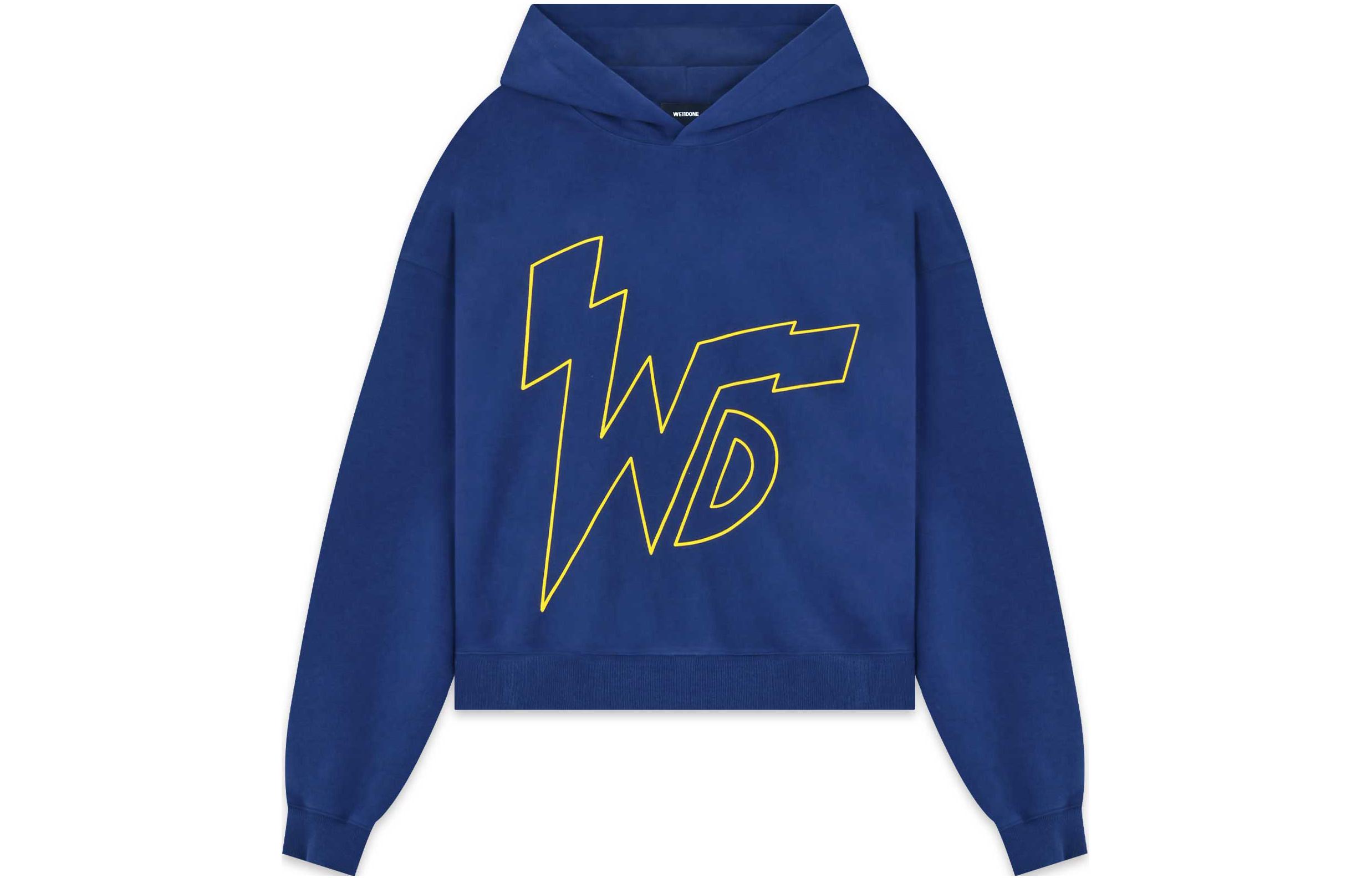 WE11DONE FW22 Letter Logo Printed Pullover Hoodie Blue Mens WD-TH3-22-779-M-NV