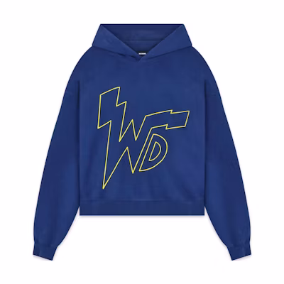 WE11DONE FW22 Letter Logo Printed Pullover Hoodie Blue Mens WD-TH3-22-779-M-NV