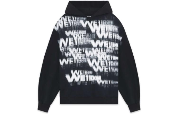 WE11DONE FW22 Letter Logo Printed Pullover Hoodie Unisex Black WD-TH3-22-803-U-BK