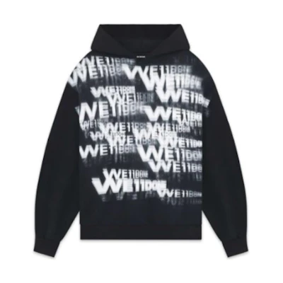 WE11DONE FW22 Letter Logo Printed Pullover Hoodie Unisex Black WD-TH3-22-803-U-BK