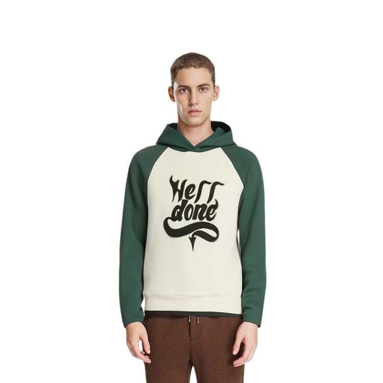 Shop WE11DONE 2022秋冬字母印花连帽衫 男女同款 绿白配色 WD-TH3-22-802-U-GR