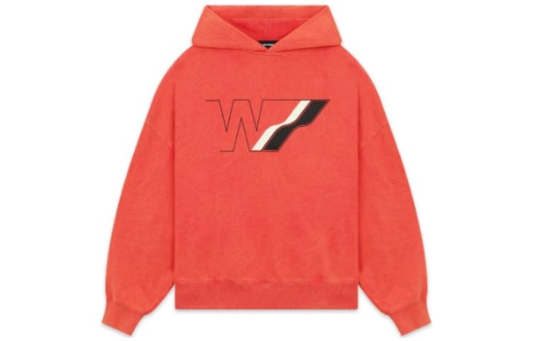 WE11DONE FW22 Letter Print Unisex Pullover Hoodie Orange WD-TH3-22-708-U-RD