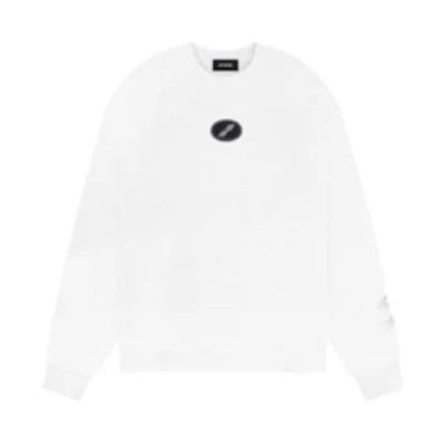 WE11DONE FW22 Logo Patch Unisex Crewneck Long Sleeve Sweatshirt White WD-TS3-22-719-U-WH