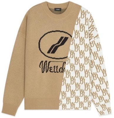 WE11DONE FW22 標誌拼布不對稱羊毛針織毛衣 中性 乳白色 WD-KT1-22-638-U-BG Buy WE11DONE FW22 標誌拼布不對稱羊毛針織毛衣 中性 乳白色 WD-KT1-22-638-U-BG