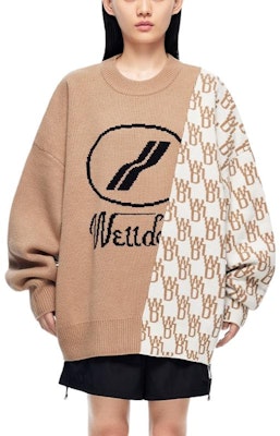 WE11DONE FW22 標誌拼布不對稱羊毛針織毛衣 中性 乳白色 WD-KT1-22-638-U-BG Lookbook WE11DONE FW22 標誌拼布不對稱羊毛針織毛衣 中性 乳白色 WD-KT1-22-638-U-BG