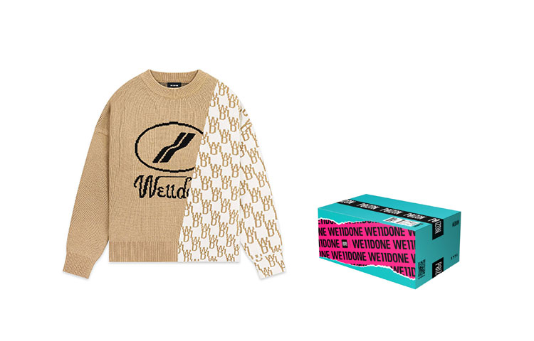 Details for WE11DONE FW22 標誌拼布不對稱羊毛針織毛衣 中性 乳白色 WD-KT1-22-638-U-BG