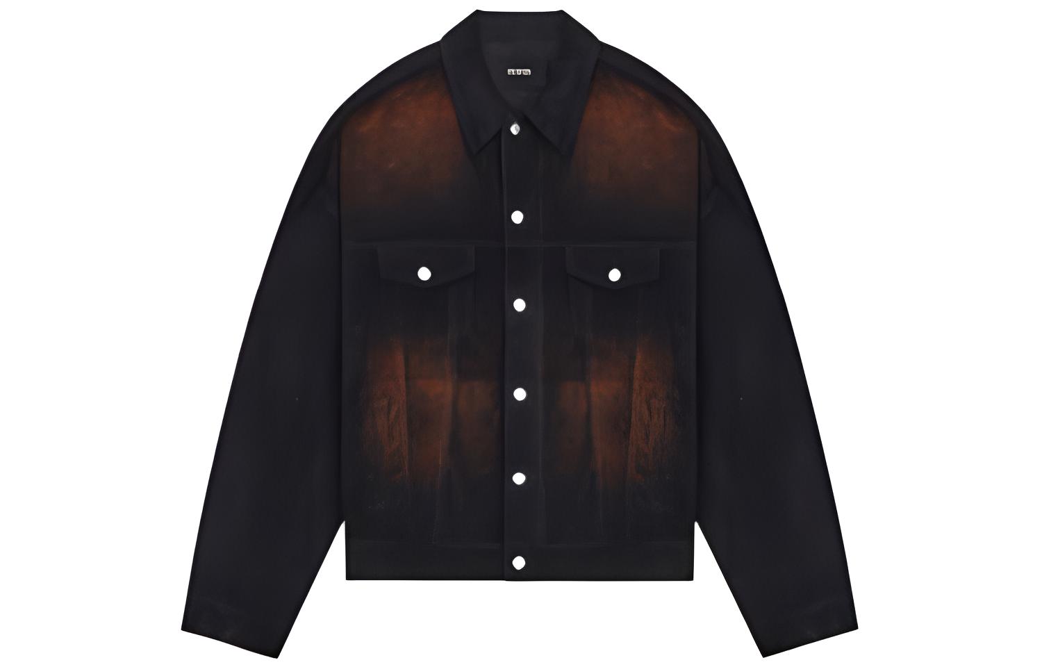 WE11DONE FW22 Logo Print Denim Jacket Unisex Long Sleeve Collared Design WD-DJ3-22-388-U-BK
