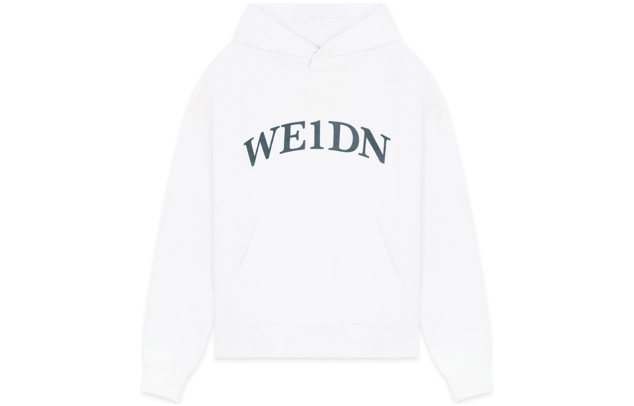 WE11DONE FW22 Logo Print Pullover Hoodie Unisex White Long Sleeve WD-TH3-22-716-U-WH