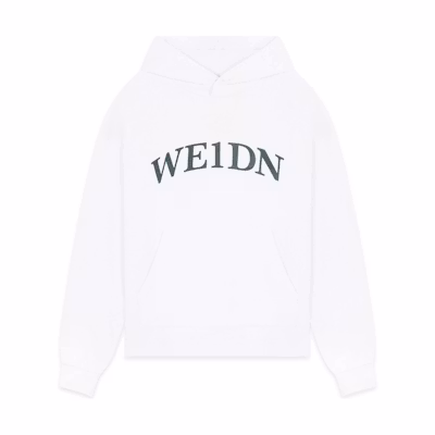 WE11DONE FW22 Logo Print Pullover Hoodie Unisex White Long Sleeve WD-TH3-22-716-U-WH