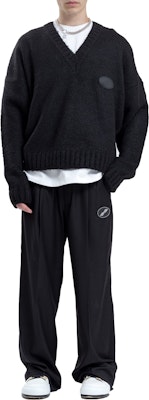 WE11DONE FW22 Logo Wide-Leg Knitted Sweatpants Unisex Black WD-PT4-20-729-U-BK Lookbook WE11DONE FW22 Logo Wide-Leg Knitted Sweatpants Unisex Black WD-PT4-20-729-U-BK