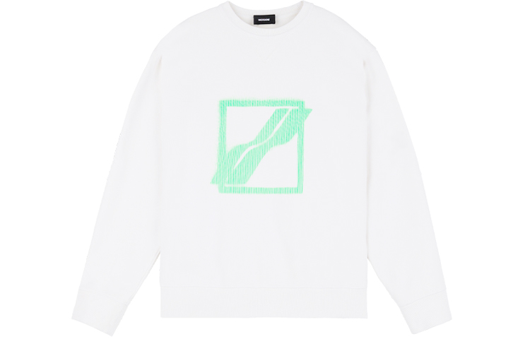 WE11DONE FW22 Mint Green Logo Crewneck Pullover Sweatshirt Unisex - White WD-TS1-21-504-U-IV
