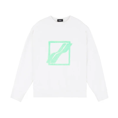 WE11DONE FW22 Mint Green Logo Crewneck Pullover Sweatshirt Unisex - White WD-TS1-21-504-U-IV