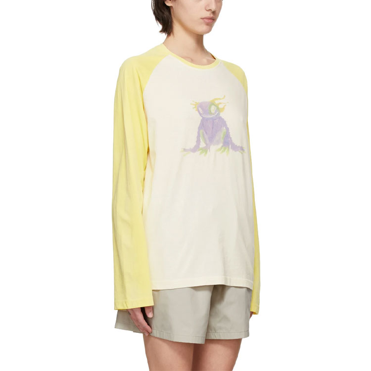 Shop WE11DONE 秋冬款怪獸墨水長袖T恤黃色 男女款秋季系列 WD-TT0-21-511-U-YE