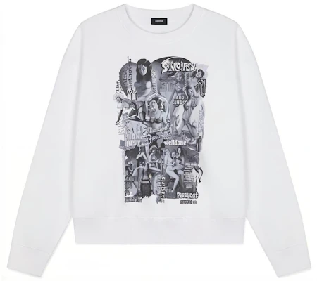 WE11DONE FW22 電影拼貼款寬鬆版型中性白色套頭衫 WD-TS3-22-743-U-WH Buy WE11DONE FW22 電影拼貼款寬鬆版型中性白色套頭衫 WD-TS3-22-743-U-WH