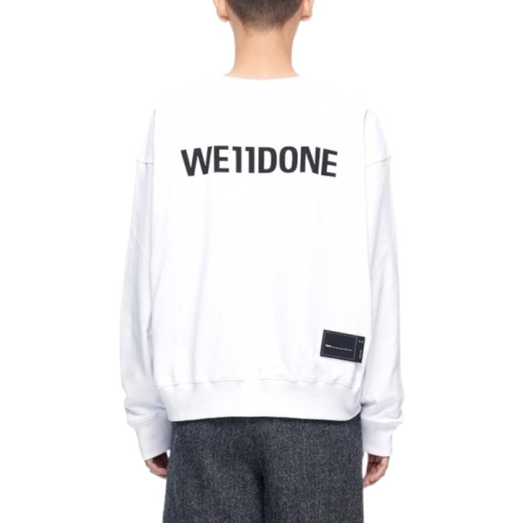 Shop WE11DONE FW22 電影拼貼款寬鬆版型中性白色套頭衫 WD-TS3-22-743-U-WH