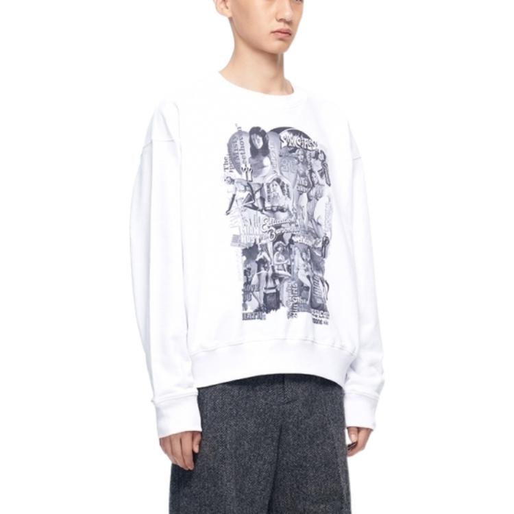 Purchase WE11DONE FW22 電影拼貼款寬鬆版型中性白色套頭衫 WD-TS3-22-743-U-WH