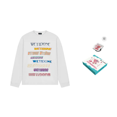 WE11DONE FW22 Multi-Logo Oversized Crewneck Sweatshirt Unisex White. WD-TP5-19-114-U-WH