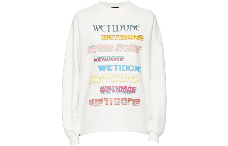 Order WE11DONE FW22 Multi-Logo Oversized Crewneck Sweatshirt Unisex White. WD-TP5-19-114-U-WH