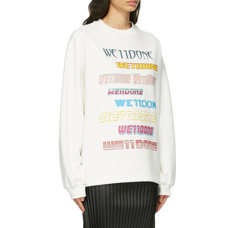 Details for WE11DONE FW22 Multi-Logo Oversized Crewneck Sweatshirt Unisex White. WD-TP5-19-114-U-WH