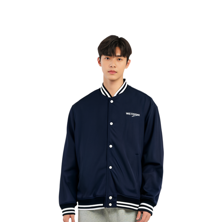 WE11DONE FW22 Navy Blue Striped Button-Up Baseball Jacket Unisex. WD-JP3-22-030-U-NV 圖 4