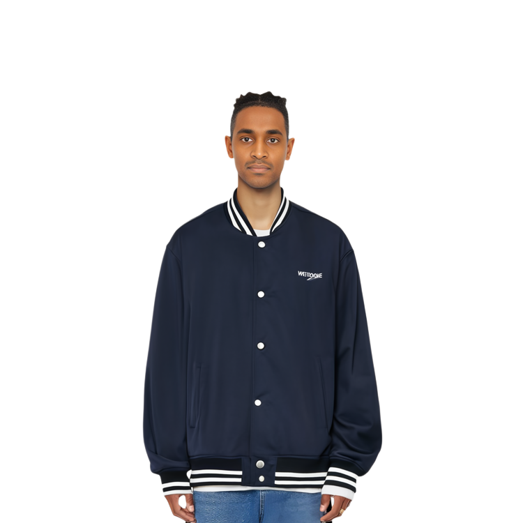 WE11DONE FW22 Navy Blue Striped Button-Up Baseball Jacket Unisex. WD-JP3-22-030-U-NV 圖 7