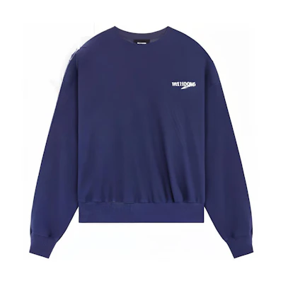WE11DONE FW22 Navy Blue Unisex Logo Print Sweatshirt. WD-TS3-22-798-U-NV