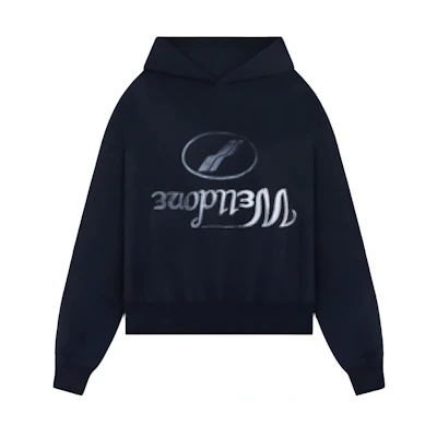 WE11DONE FW22 Navy Blue Unisex Pullover Sweatshirt with Logo Print. WD-TH3-22-853-U-DN