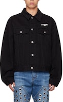 WE11DONE FW22 Oversized Logo Print Denim Jacket Unisex Black WD-DJ3-22-318-U-BK WE11DONE FW22 Oversized Logo Print Denim Jacket Unisex Black WD-DJ3-22-318-U-BK
