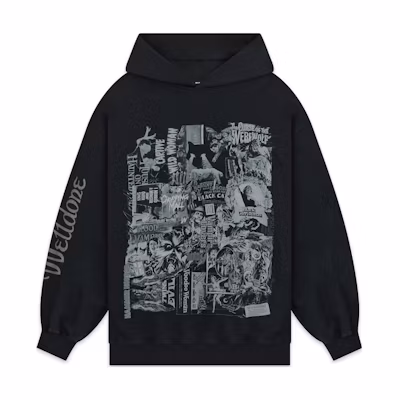 WE11DONE FW22 Oversized Printed Hoodie Unisex - Black WD-TH3-22-744-U-BK