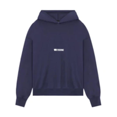 WE11DONE FW22 Oversized Solid Color Hoodie Unisex Blue Pullover Sweatshirt WD-TH3-22-856-U-DN