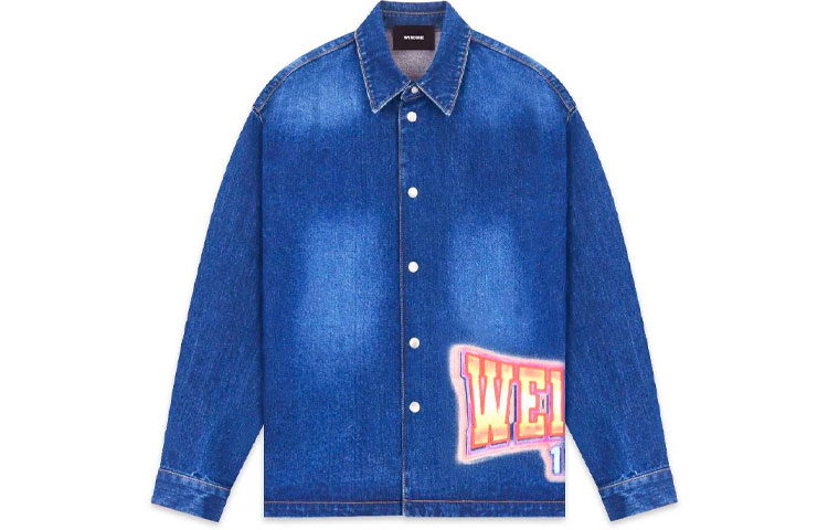 WE11DONE FW22 Oversized Washed Denim Jacket Unisex Blue. WD-DJ3-22-312-U-BL