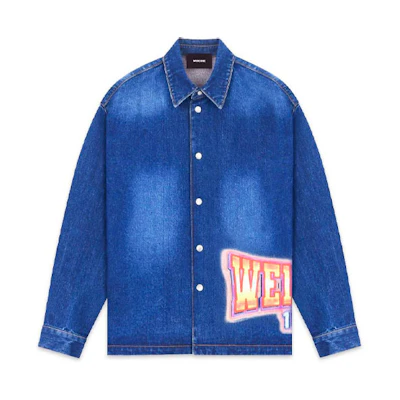 WE11DONE FW22 Oversized Washed Denim Jacket Unisex Blue. WD-DJ3-22-312-U-BL