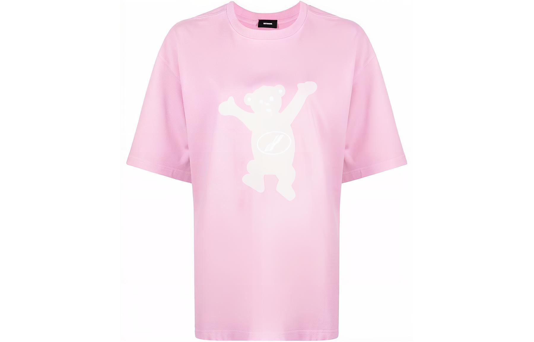 Order WE11DONE FW22 Pink Cartoon Print Crewneck Unisex Casual T-Shirt WD-TT3-22-715-U-PK