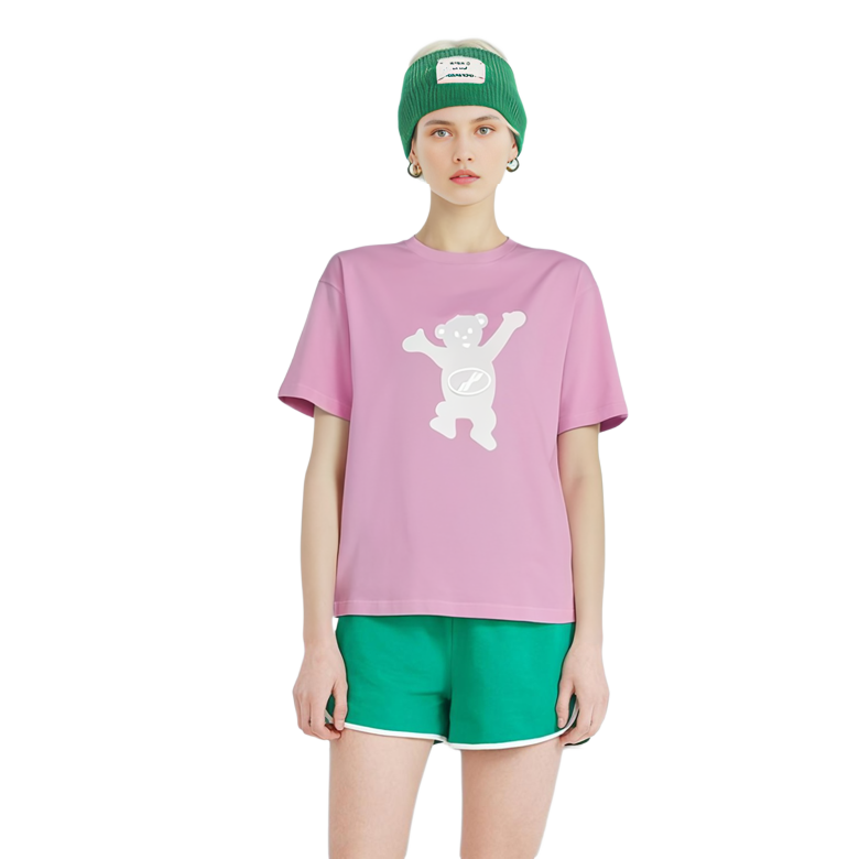 Cheap WE11DONE FW22 Pink Cartoon Print Crewneck Unisex Casual T-Shirt WD-TT3-22-715-U-PK