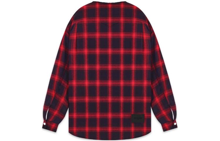 Lookbook WE11DONE FW22 Jaket Unisex Merah Kotak Logo Garis WD-SH3-22-141-U-RD