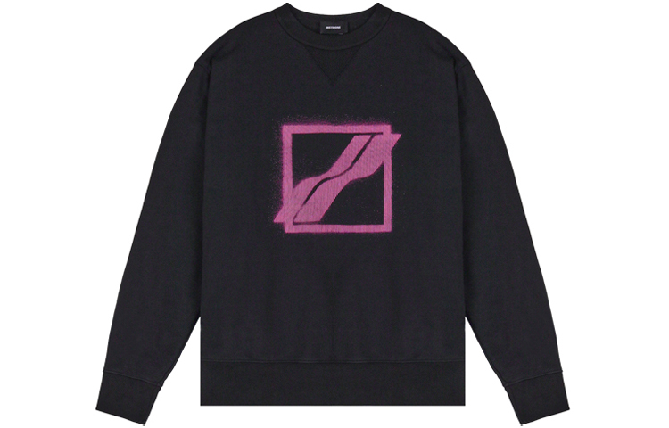 WE11DONE FW22 Purple Logo Crewneck Sweatshirt Unisex Black Long Sleeve WD-TS1-21-504-U-BK