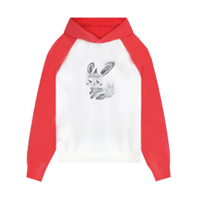 WE11DONE FW22 Rabbit Graphic Patchwork Pullover Sweatshirt Unisex White WD-TH3-22-706-U-RD