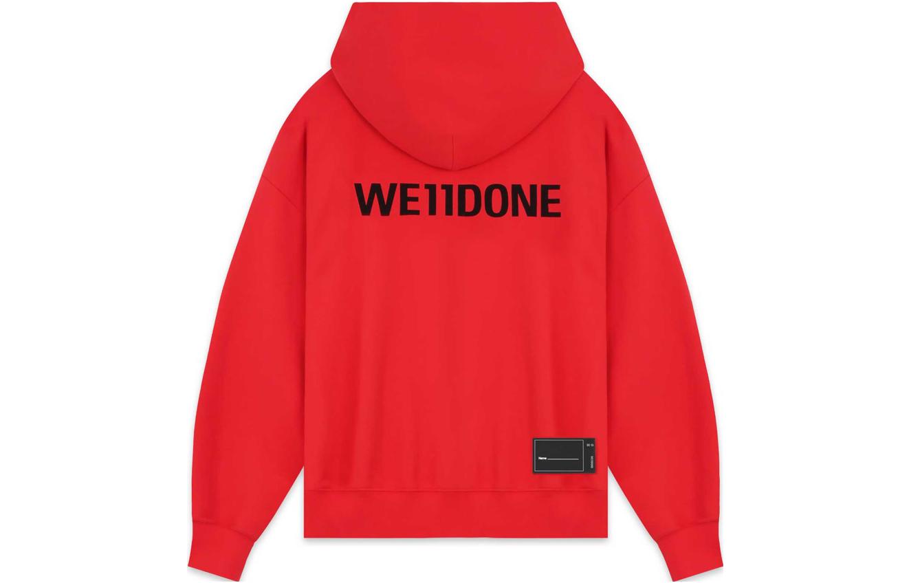 WE11DONE FW22 Red Classic Logo Print Hoodie Unisex Christmas Edition WD-TH3-22-713-U-RD