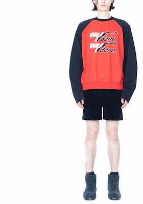 WE11DONE FW22 紅色拼接圓領衛衣 男女休閒套頭衫 WD-TS1-22-860-U-RD Lookbook WE11DONE FW22 紅色拼接圓領衛衣 男女休閒套頭衫 WD-TS1-22-860-U-RD