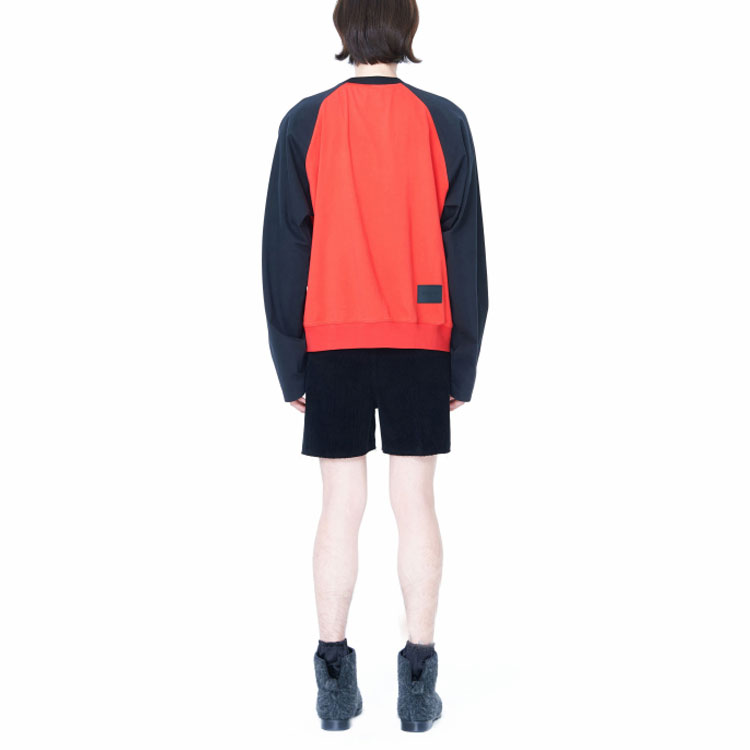 Purchase WE11DONE FW22 紅色拼接圓領衛衣 男女休閒套頭衫 WD-TS1-22-860-U-RD