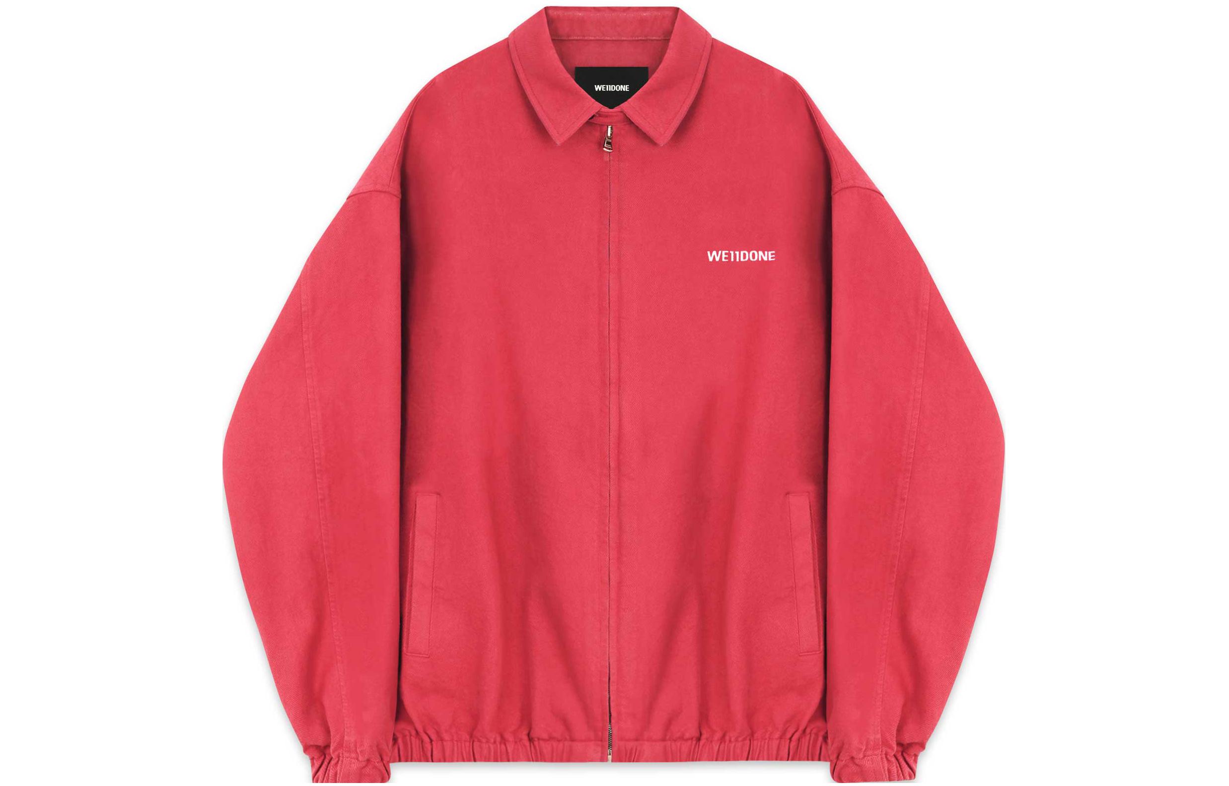 WE11DONE FW22 Red Letter Logo Print Collared Jacket Unisex Long Sleeve WD-JP3-22-081-U-RD