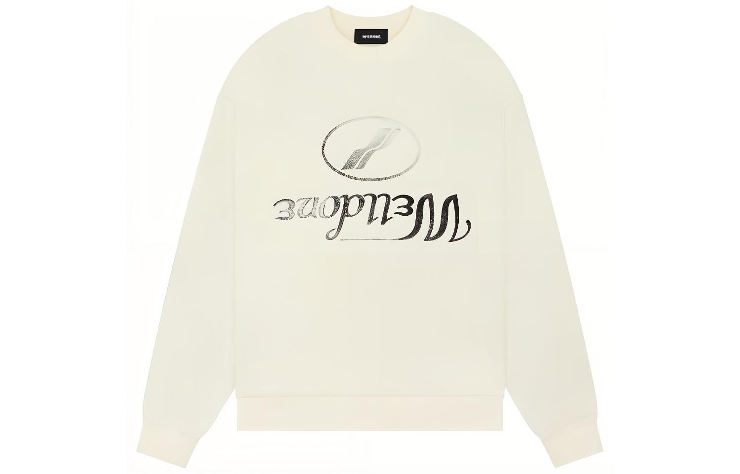 Order WE11DONE FW22反轉標誌印花長袖圓領白色衛衣 男女通用 WD-TS3-22-812-U-WH