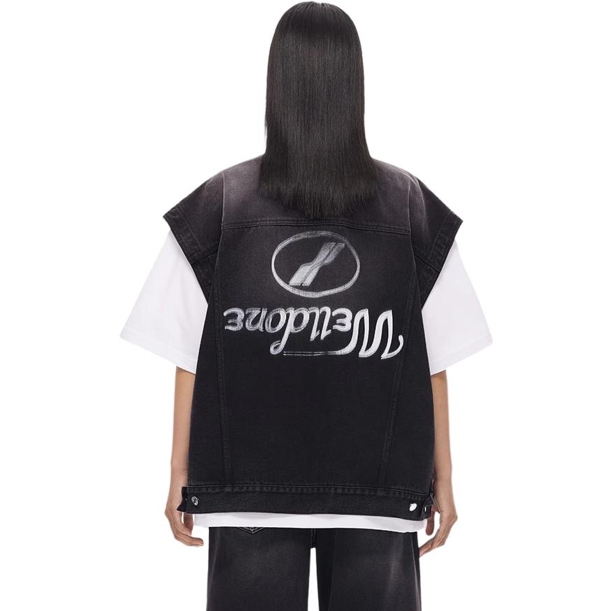 WE11DONE FW22 Reversible Logo Sleeveless Denim Vest Unisex Black WD-DV3-22-385-U-BK 圖 6