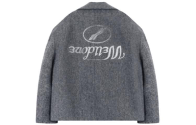 WE11DONE FW22 Single-Breasted Grey Logo Print Jacket Men WD-CT3-22-086-M-GY