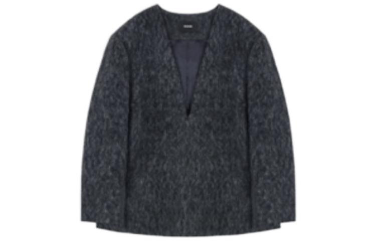 WE11DONE FW22 Solid Oversized Mohair V-Neck Jacket Dark Grey - WD-JK3-22-020-W-DG
