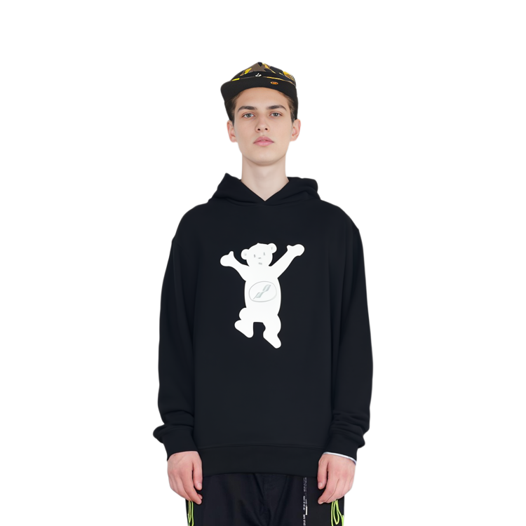 Details for WE11DONE FW22 Sudadera con Capucha Negra Unisex Estampado Oso Teddy. WD-TH3-22-723-U-BK