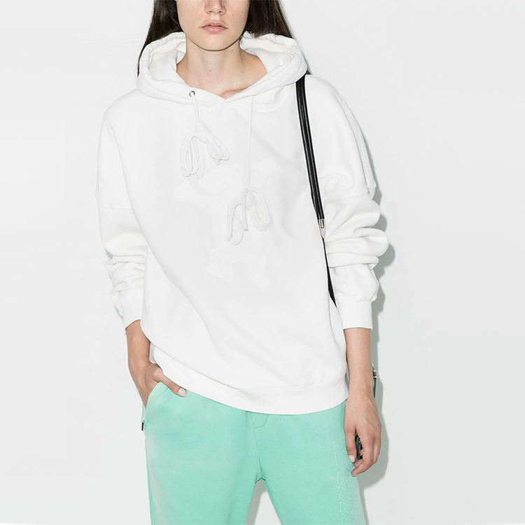 Lookbook WE11DONE FW22 Teddy Bear Graphic Unisex Hoodie White WD-TH8-20-102-U-WH