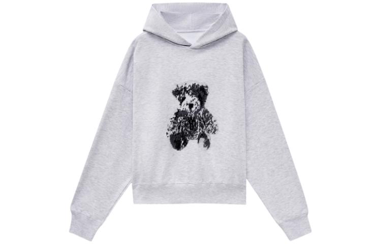 WE11DONE FW22 Teddy Bear Logo Graphic Hoodie Unisex Light Gray WD-TH3-22-866-U-GY