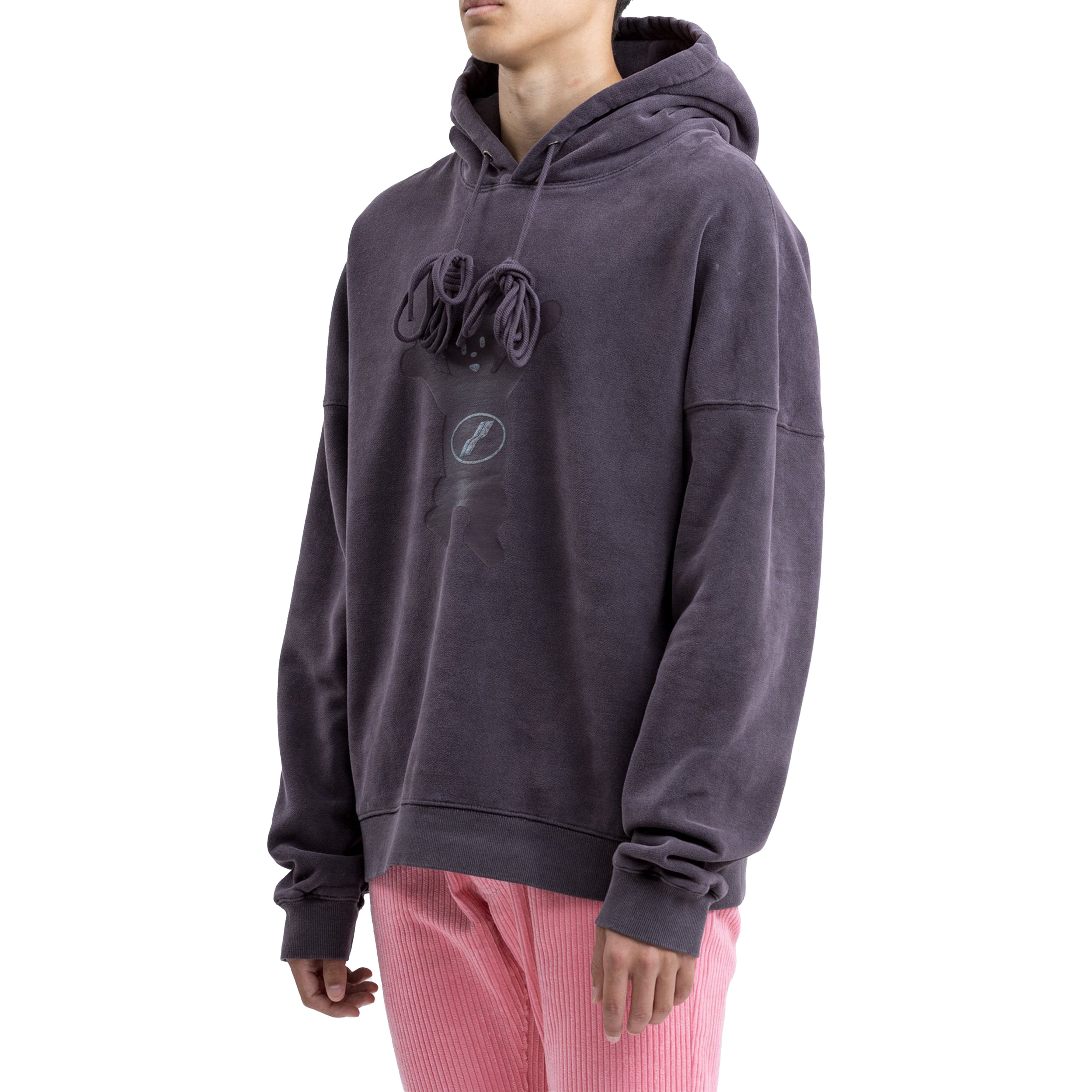 Details for WE11DONE FW22 Teddy Bear Print Fleece Hoodie Charcoal Unisex Winter Apparel. WD-TH8-20-102-U-CH