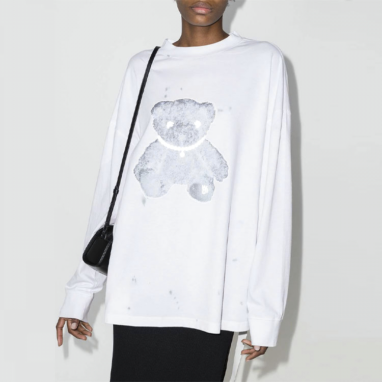 WE11DONE FW22 Teddy Bear Print Unisex Long Sleeve Sweatshirt White WD-TT9-20-116-U 圖 5